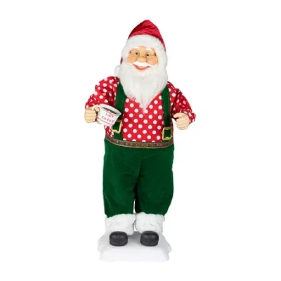 Northlight 24" Animated And Musical Santa Claus With Hot Cocoa Christmas Figurine In Multi