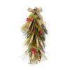 Northlight 24" Autumn Harvest Wheat And Eucalyptus With Feathers Teardrop Swag In Multi