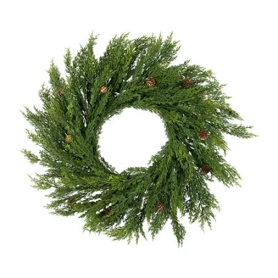 Northlight 24" Cedar With Pinecones Wreath In Green