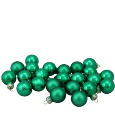 Northlight 24 Count 2-finish Glass Christmas Ball Ornaments In Green