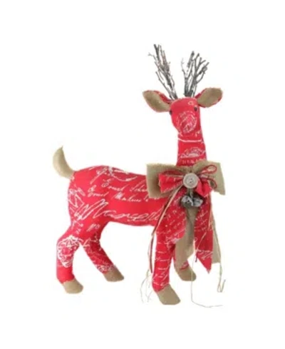 Northlight 24" Country Rustic Red White And Brown Reindeer With Bow Christmas Decoration