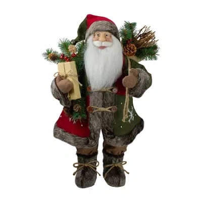 Northlight 24'' Country Rustic Santa Claus With Snowflake Jacket Christmas Figure In Multi