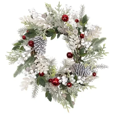 Northlight 24" Frosted Pinecones And Berries Artificial Wreath In Multi