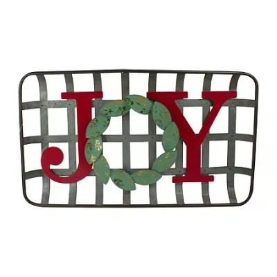 Northlight 24" "joy" Rustic Tobacco Basket Christmas Tabletop Decor In Multi