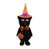 Northlight 24" Lighted Black Cat In Witch's Hat Halloween Yard Art In Black