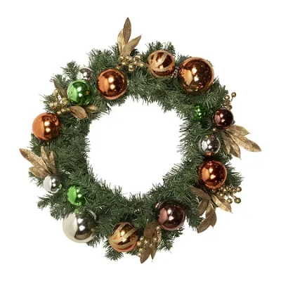 Northlight 24" Pine Foliage With Ornaments Wreath In Green