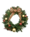 Northlight 24" Pre-lit Decorated Pine Cone Balls And Gifts Artificial Christmas Wreath In Green