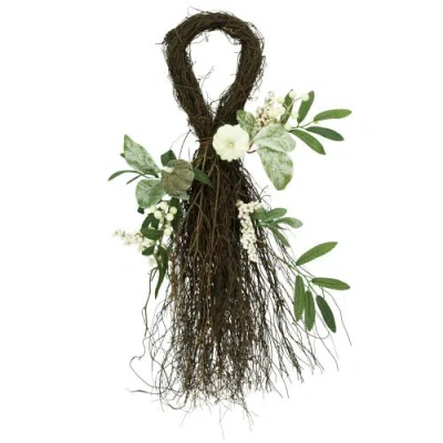Northlight 24" Pumpkins And Berries Artificial Fall Harvest Twig Teardrop Swag In Brown