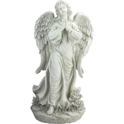 Northlight 24.5" Light Olive Green Praying Angel Decorative Outdoor Garden Statue In White