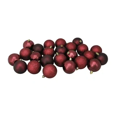 Northlight 24ct Burgundy Red Shatterproof 4-finish Christmas Ball Ornaments 2.5" (60mm) In Multi