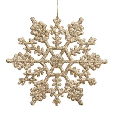 Northlight 24ct Champagne Gold Glitter Snowflake Christmas Ornaments 4" In Brown