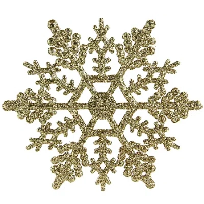 Northlight 24ct Gold Glitter Snowflake Christmas Ornaments 4" In Yellow