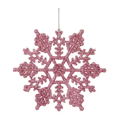 Northlight 24ct Pink Glitter Snowflake Christmas Ornaments 4"