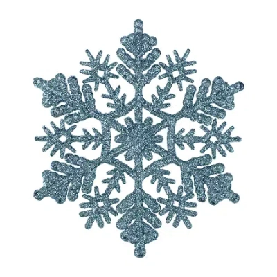 Northlight 24ct Turquoise Blue Glitter Snowflake Christmas Ornaments 4"
