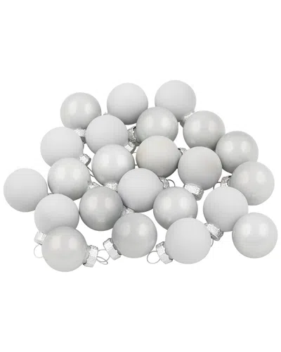 Northlight 24ct White 2-finish Glass Christmas Ball Ornaments 1-in(25mm)
