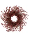 Northlight 24in Autumn Harvest Burgundy Berry Artificial Wreath In Red