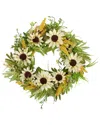 Northlight 24" Beige Sunflowers Artificial Fall Harvest Wreath In Beige