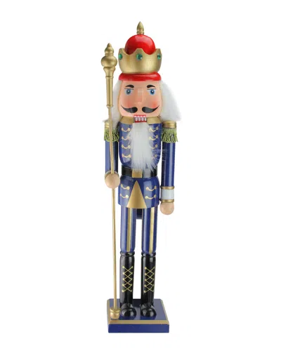NORTHLIGHT NORTHLIGHT 24IN BLUE WOODEN CHRISTMAS NUTCRACKER KING WITH SCEPTER