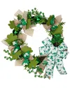 Northlight 24in Bows & Shamrocks St. Patrick's Day Wreath In Green