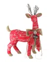 Northlight 24in Country Rustic Red White & Brown Reindeer With Bow Christmas Decoration