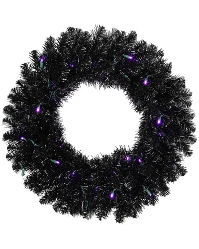 Northlight 24in Crystal Pine Artificial Halloween Wreath In Black