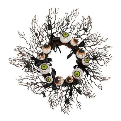 Northlight 24in Eyeballs And Spiders Twig Wreath In Black