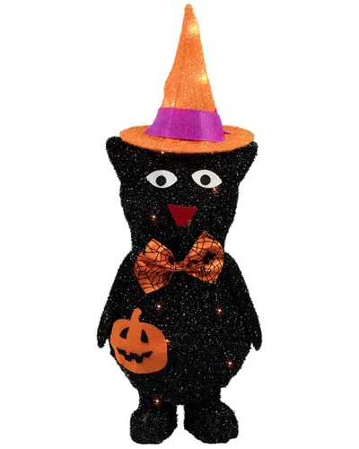 Northlight 24in Lighted Black Cat In Witch Hat Outdoor Yard Art In Multi