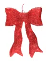 Northlight 24" Lighted Sparkling Red Sisal Bow Christmas Outdoor Decoration