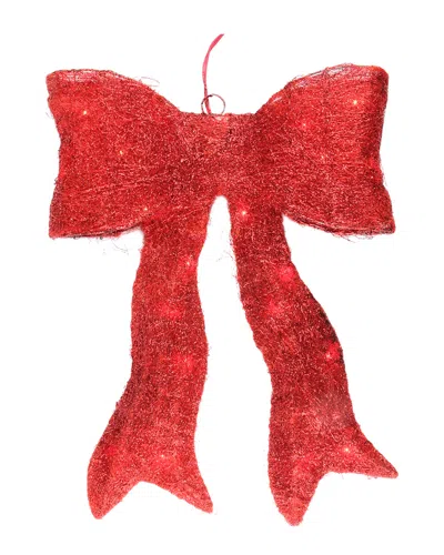 Northlight 24" Lighted Sparkling Red Sisal Bow Christmas Outdoor Decoration