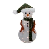 Northlight 24in Lighted White And Green Chenille Snowman Christmas Yard Art In White