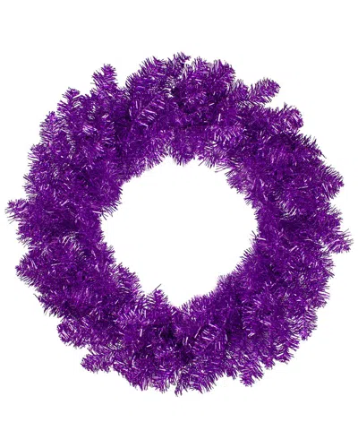 Northlight 24in Metallic Artificial Double Tinsel Christmas Wreath In Purple