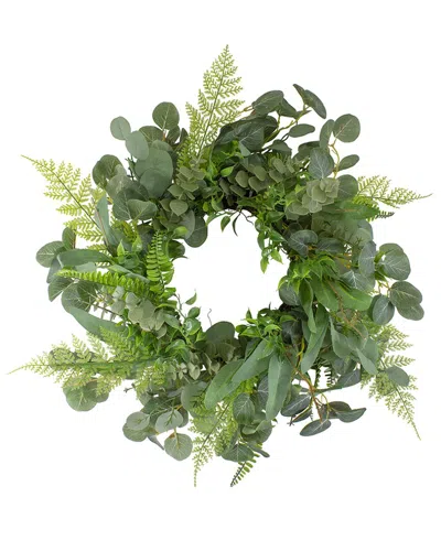 Northlight 24in Mixed Foliage Artificial Spring Wreath In Green