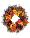 Northlight 24in Peony & Mum Artificial Spring Wreath In Red