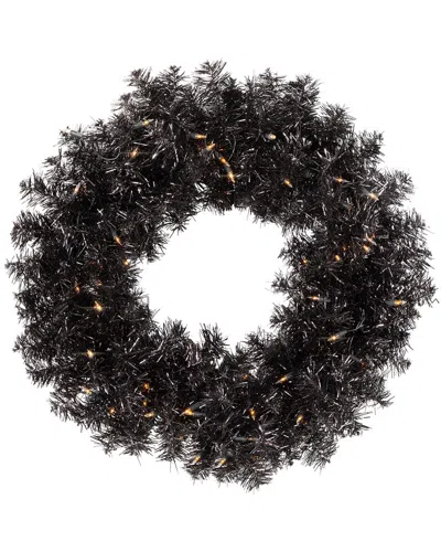 Northlight 24in Pre-lit Artificial Halloween Tinsel Wreath In Black