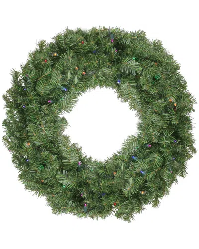 Northlight 24in Pre-lit B/o Canadian Pine Christmas Wreath With Timer -  Multicolor Led Lights In Green