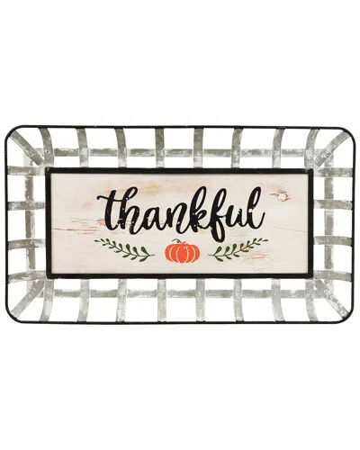 Northlight 24in Pumpkin Thankful Rectangular Fall Serving Tray Sign In Metallic