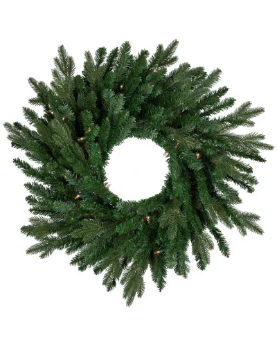 Northlight 24in Real Touch Pre-lit Grande Spruce Artificial Christmas Wreath -  Clear Lights In Green