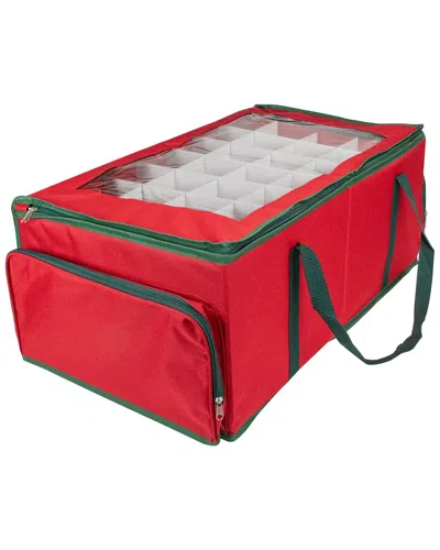 Northlight 24in Red And Green Christmas Ornament Storage Bag With Removable  Dividers