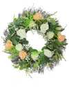 Northlight 24in Rose & Foliage Artificial Spring Wreath In Green