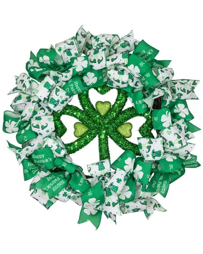 Northlight 24in Shamrocks & Ribbons St. Patrick's Day Wreath In Green