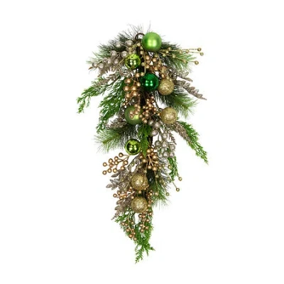 Northlight 25" Ball Ornaments And Berries Glittered Swag In Multi
