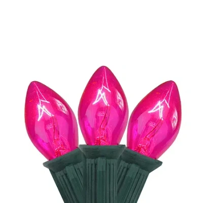 Northlight 25-count Pink C7 24ft Green Wire String Lights