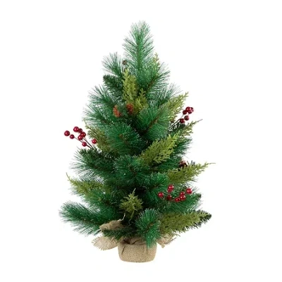 Northlight 25" Mini Spruce Pine Needle And Pinecone 2 Foot Pine Christmas Tree In Green