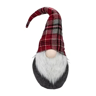 Northlight 25" Plaid Bendable Hat Sitting Gnome Christmas Gnome In Red