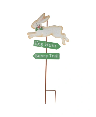 Northlight 25.5" Easter Egg Hunt And Rabbit Trail Outdoor Metal Spring Yard Stake In White