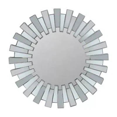 Northlight 25.5" Silver Aztec Sunburst Round Wall Mirror In Gray