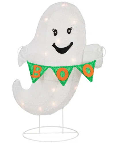 Northlight 25in Lighted Led Ghost With Boo Banner Yard Art In White