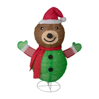 Northlight 25in Pop-up Bear Wearing Santa Hat Christmas Yard Art In Multi