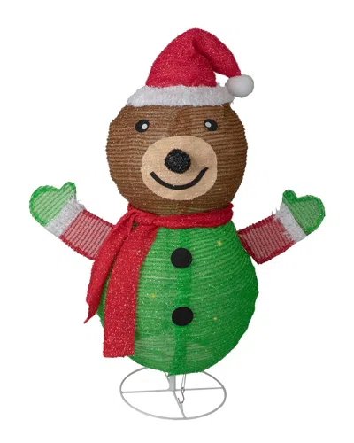 Northlight 25in Pop-up Bear Wearing Santa Hat Outdoor Christmas Display In Brown