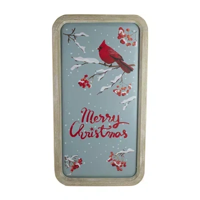 Northlight 26" Wood Framed With Red Cardinal Wood Wall Art In Blue